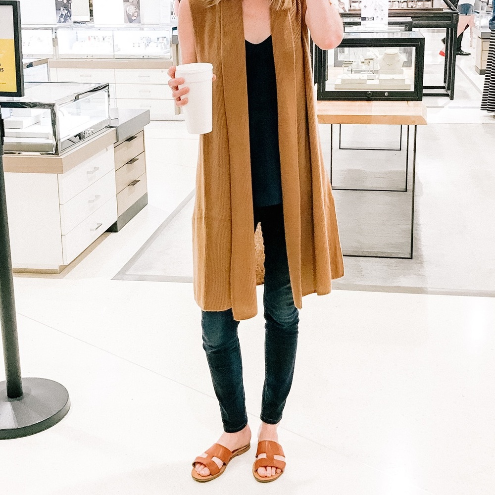 Halogen cashmere ribbed vest one size fits all